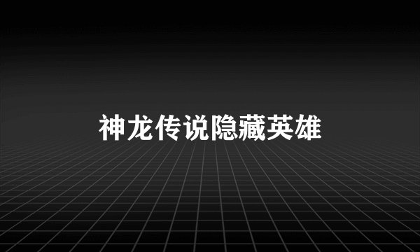 神龙传说隐藏英雄
