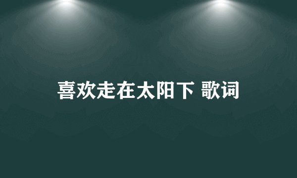 喜欢走在太阳下 歌词