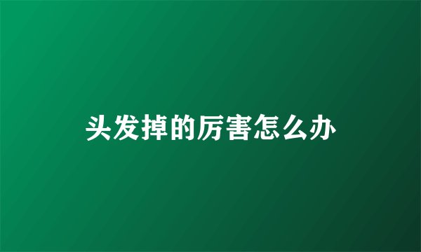 头发掉的厉害怎么办
