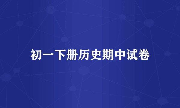 初一下册历史期中试卷
