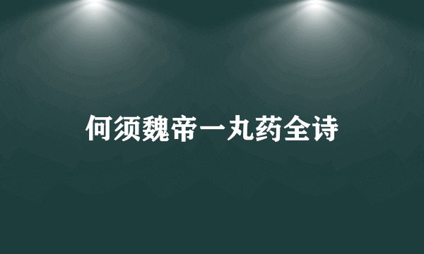 何须魏帝一丸药全诗