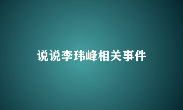 说说李玮峰相关事件