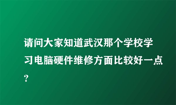 请问大家知道武汉那个学校学习电脑硬件维修方面比较好一点?