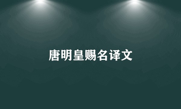 唐明皇赐名译文