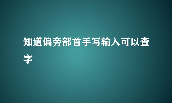 知道偏旁部首手写输入可以查字