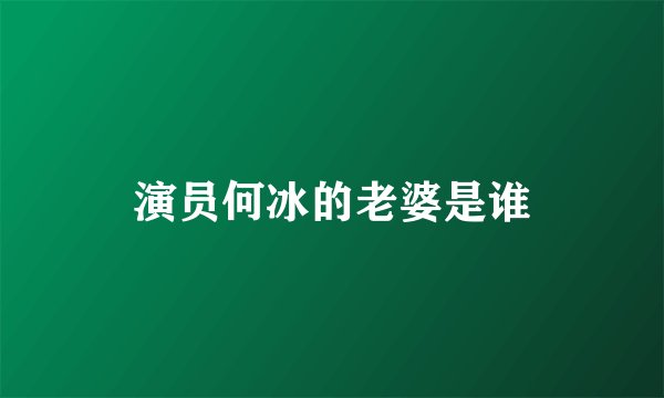 演员何冰的老婆是谁