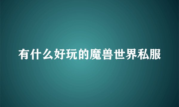 有什么好玩的魔兽世界私服