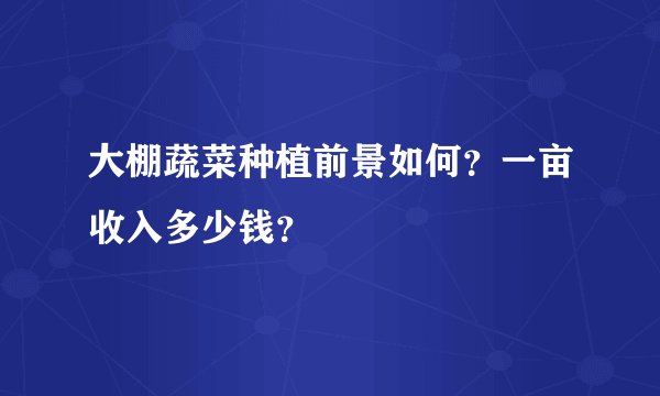 大棚蔬菜种植前景如何?一亩收入多少钱?