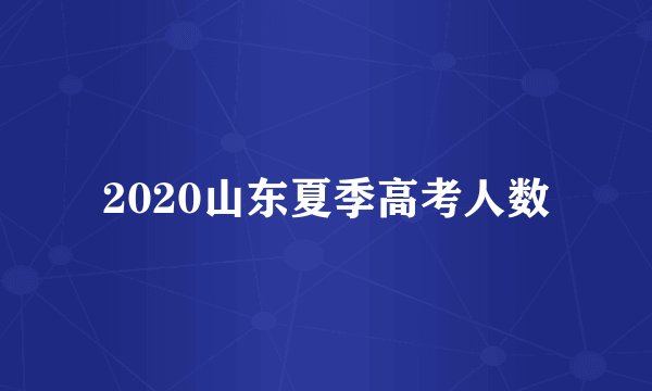 2020山东夏季高考人数