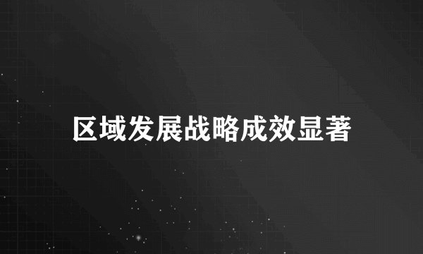 区域发展战略成效显著