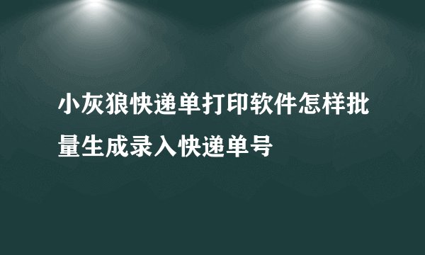 小灰狼快递单打印软件怎样批量生成录入快递单号