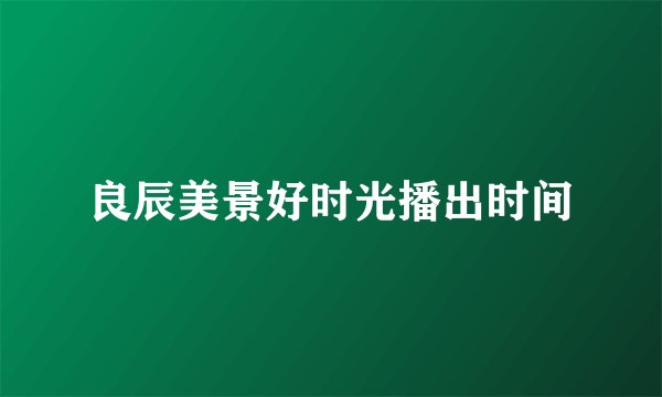 良辰美景好时光播出时间