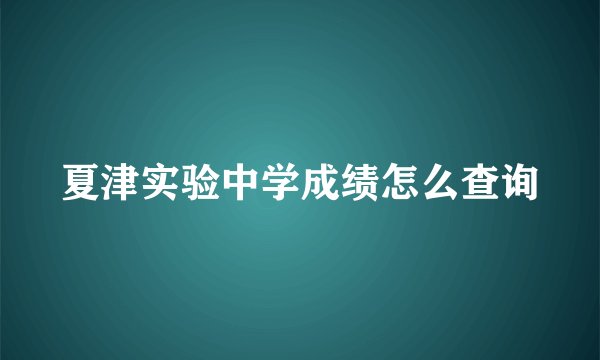 夏津实验中学成绩怎么查询