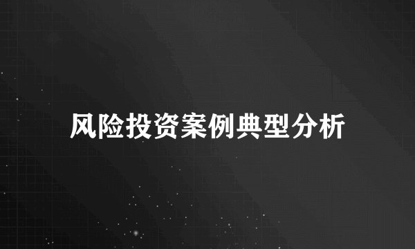 风险投资案例典型分析