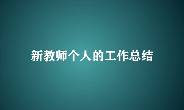 新教师个人的工作总结