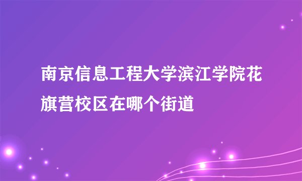 南京信息工程大学滨江学院花旗营校区在哪个街道