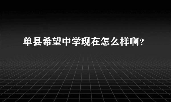 单县希望中学现在怎么样啊？