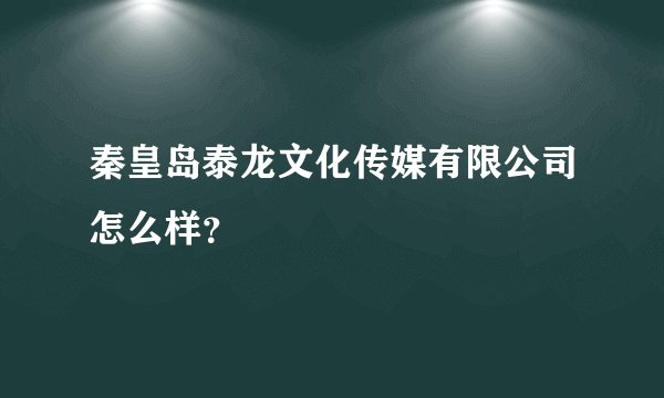 秦皇岛泰龙文化传媒有限公司怎么样？