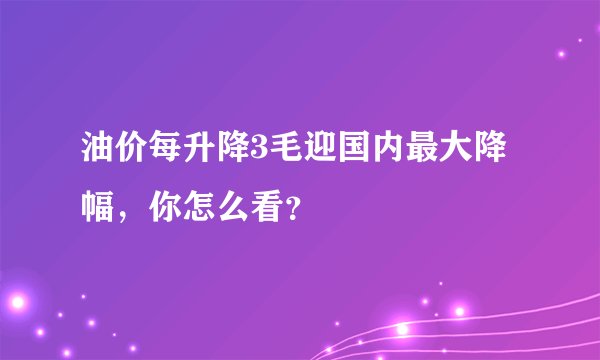 油价每升降3毛迎国内最大降幅，你怎么看？