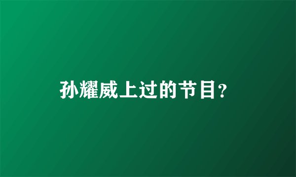 孙耀威上过的节目？