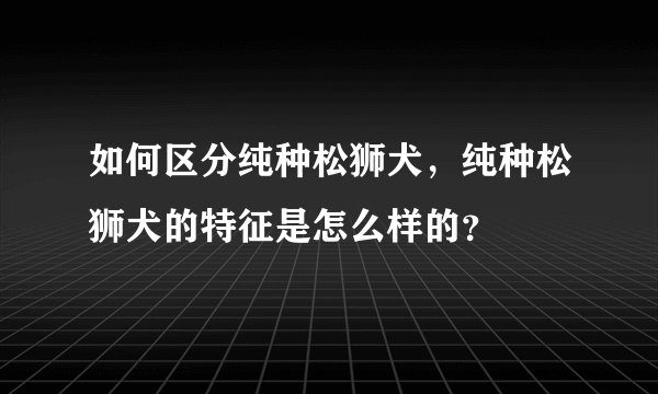 如何区分纯种松狮犬,纯种松狮犬的特征是怎么样的?