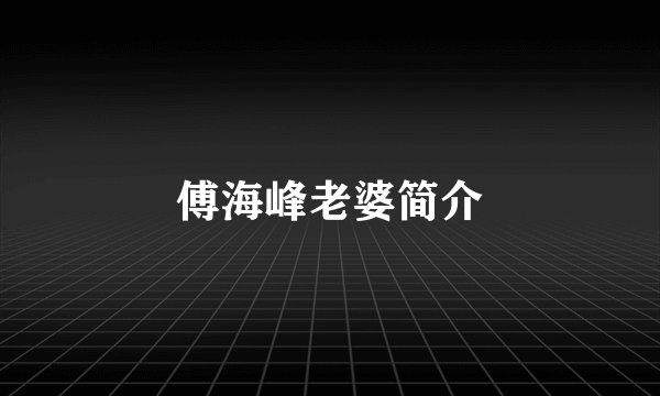 傅海峰老婆简介