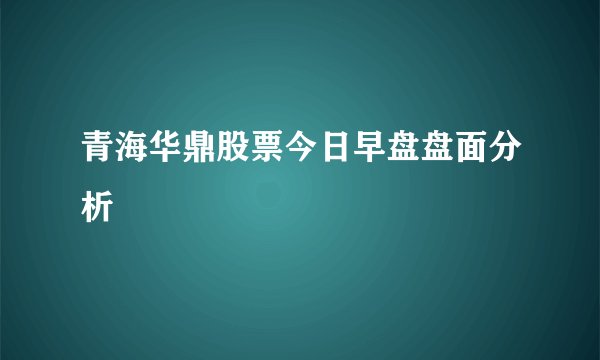 青海华鼎股票今日早盘盘面分析