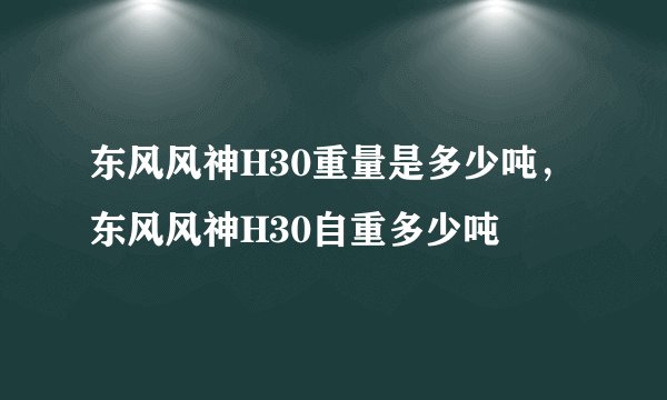东风风神H30重量是多少吨,东风风神H30自重多少吨