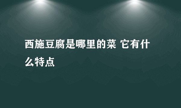 西施豆腐是哪里的菜 它有什么特点