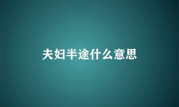 夫妇半途什么意思