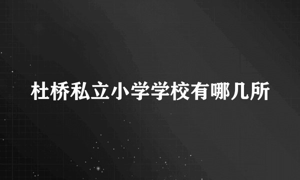 杜桥私立小学学校有哪几所