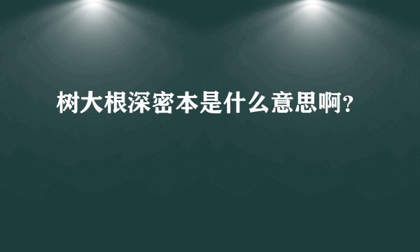 树大根深密本是什么意思啊?