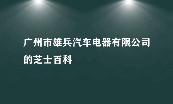 广州市雄兵汽车电器有限公司的芝士百科