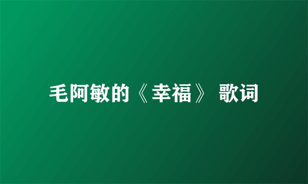 毛阿敏的《幸福》 歌词