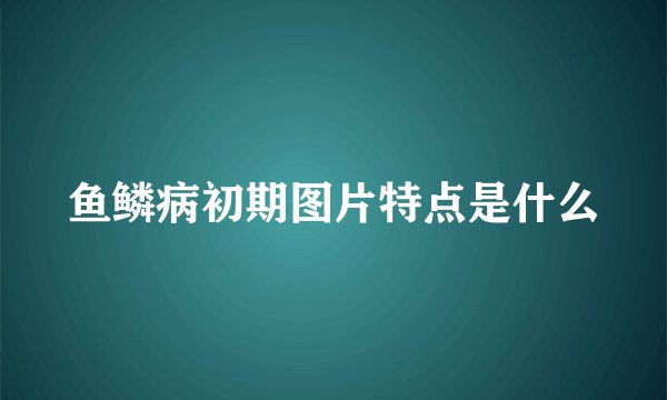鱼鳞病初期图片特点是什么