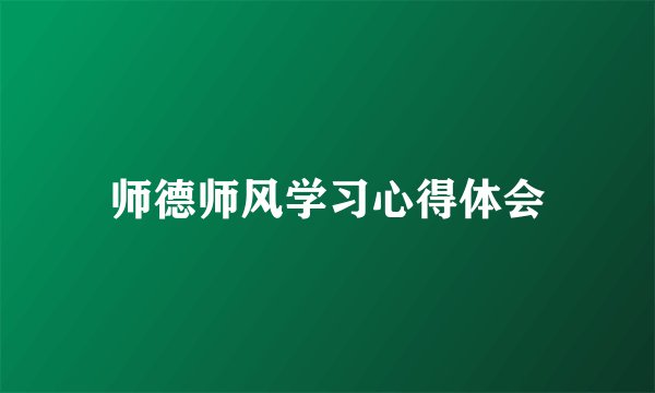 师德师风学习心得体会