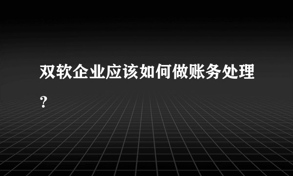 双软企业应该如何做账务处理？