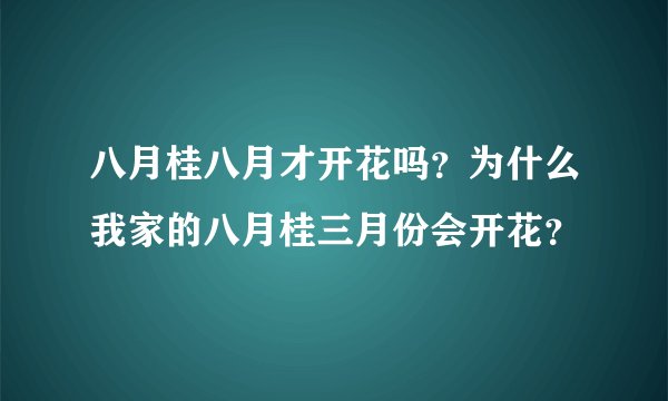八月桂八月才开花吗？为什么我家的八月桂三月份会开花？