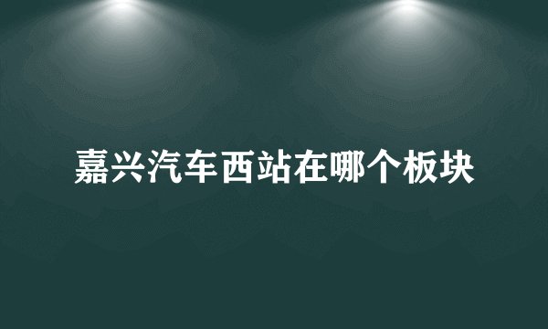嘉兴汽车西站在哪个板块