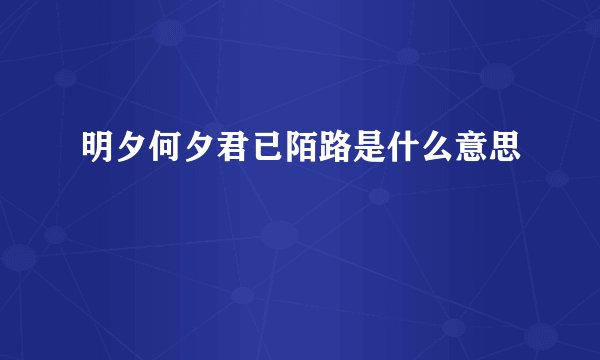 明夕何夕君已陌路是什么意思