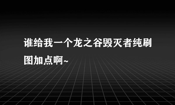 谁给我一个龙之谷毁灭者纯刷图加点啊~