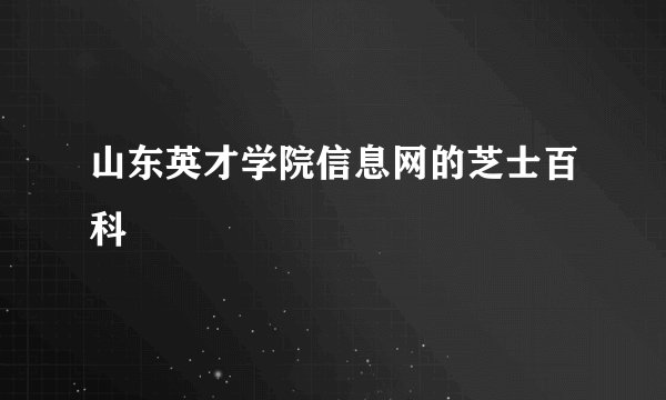 山东英才学院信息网的芝士百科