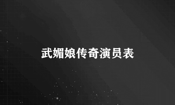 武媚娘传奇演员表