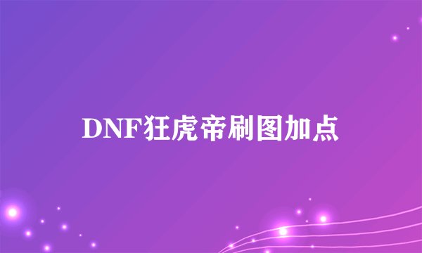 DNF狂虎帝刷图加点
