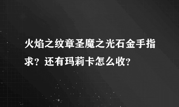 火焰之纹章圣魔之光石金手指求？还有玛莉卡怎么收？