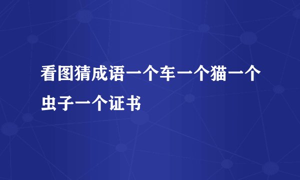 看图猜成语一个车一个猫一个虫子一个证书