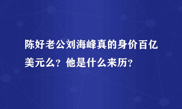 陈好老公刘海峰真的身价百亿美元么?他是什么来历?