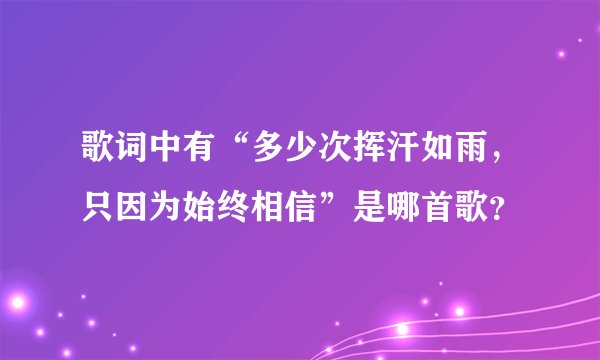 歌词中有“多少次挥汗如雨，只因为始终相信”是哪首歌？