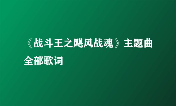《战斗王之飓风战魂》主题曲全部歌词