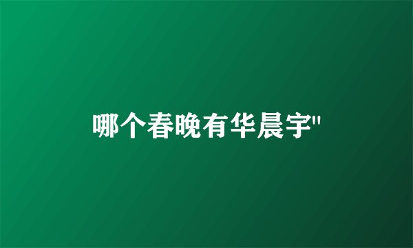 哪个春晚有华晨宇